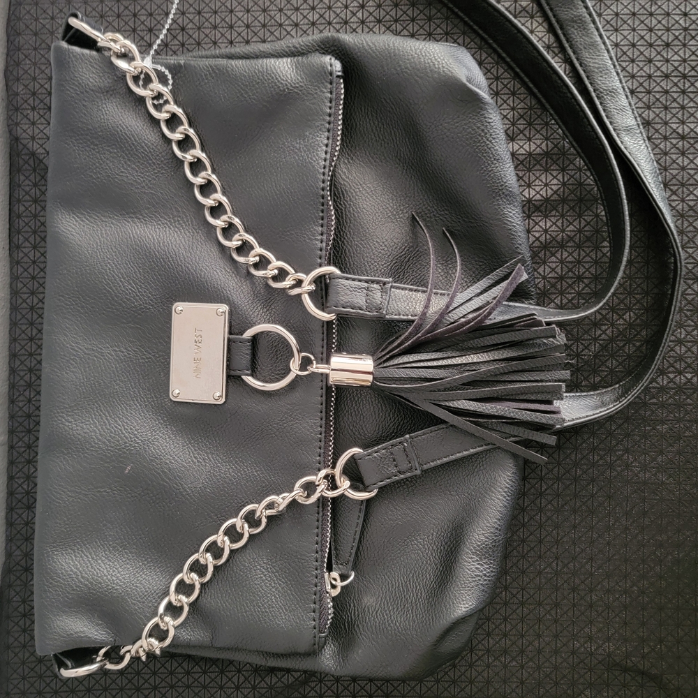 Nine West Black Chain Tassel Shoulder Bag